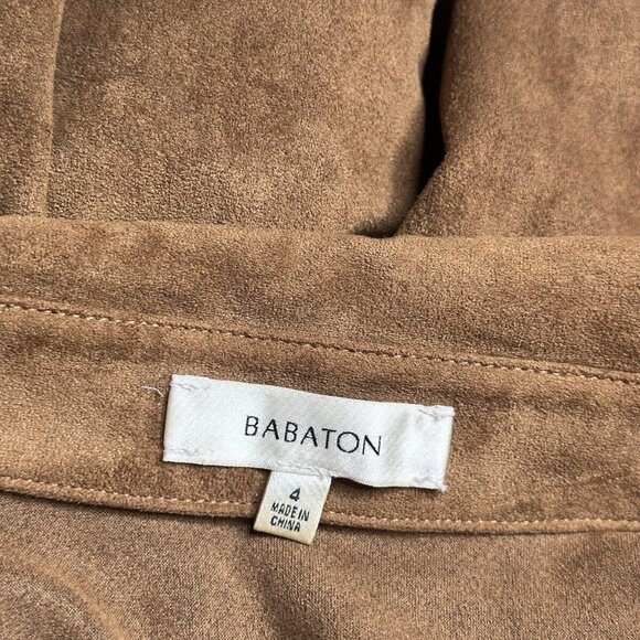 Babaton Shirt 4 Womens Aritzia Cowgirl Western Button Up Brown Suede Long Sleeve - Picture 6 of 7
